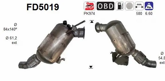 Filtre à particules / à suie, échappement AS FD5019