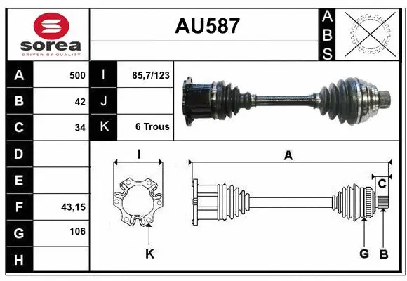 Arbre de transmission SERA AU587
