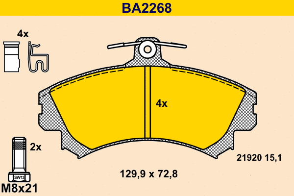 Kit de plaquettes de frein, frein à disque BARUM BA2268