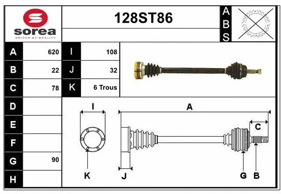 Arbre de transmission STARTCAR 128ST86