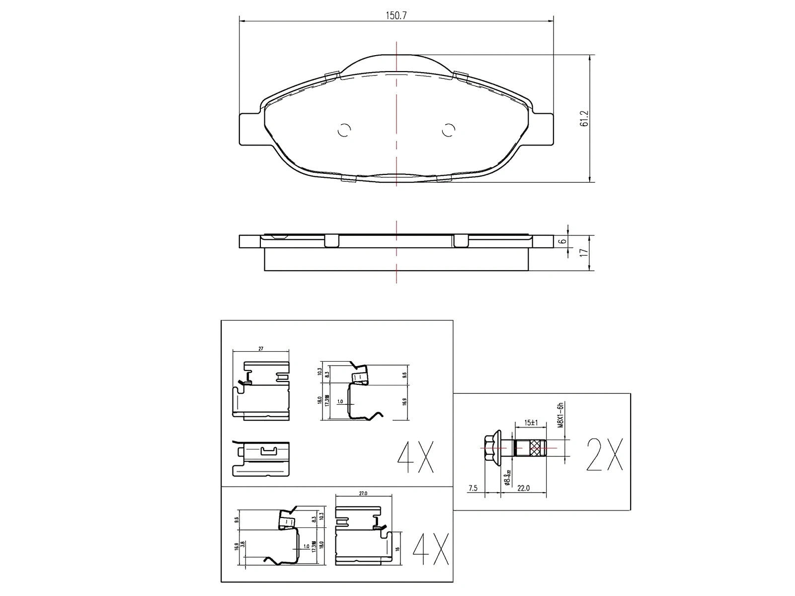 Kit de plaquettes de frein, frein à disque A.Z. Meisterteile AZMT-44-022-1291
