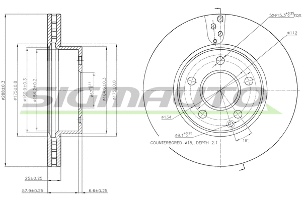 Disque de frein SIGMAUTO DBB688V