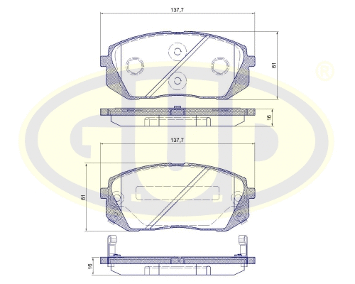 Kit de plaquettes de frein, frein à disque G.U.D. GBP130202