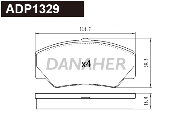 Kit de plaquettes de frein, frein à disque DANAHER ADP1329