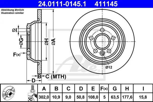 Disque de frein ATE-APAC 24.0111-0145.1