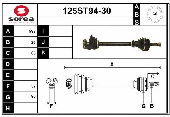 Arbre de transmission STARTCAR 125ST94-30