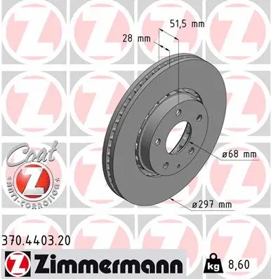 Disque de frein ZIMMERMANN 370.4403.20