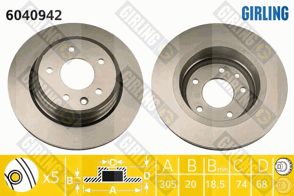 Disque de frein GIRLING 6040942