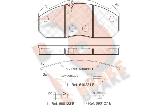 Kit de plaquettes de frein, frein à disque R BRAKE RB1040-113