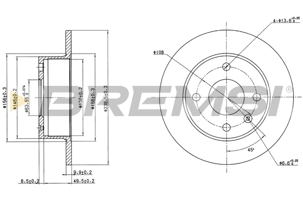 Disque de frein BREMSI CD6135S