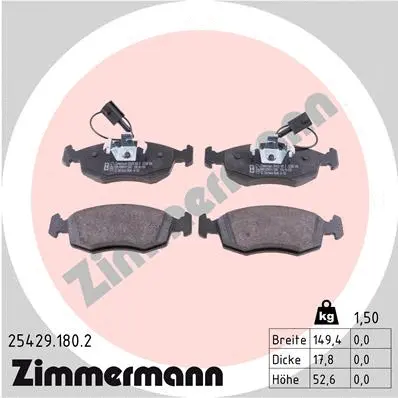 Kit de plaquettes de frein, frein à disque ZIMMERMANN 25429.180.2