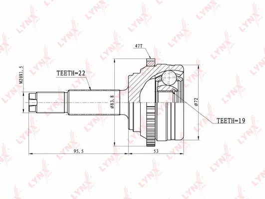 Jeu de joints, arbre de transmission LYNXAUTO CO-3631A