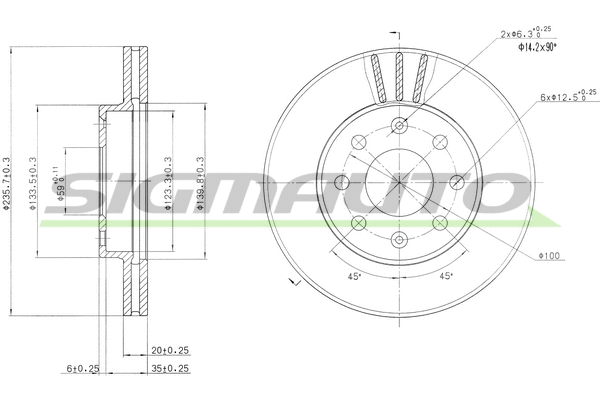 Disque de frein SIGMAUTO DBB279V