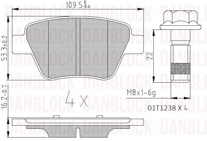 Kit de plaquettes de frein, frein à disque DANBLOCK DB 510719