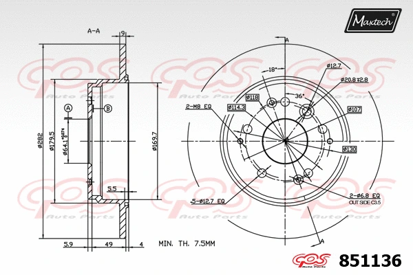 Disque de frein MAXTECH 851136