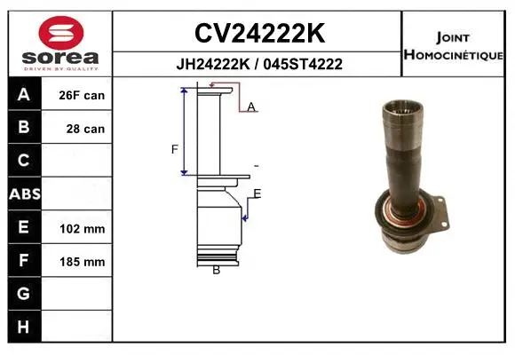 Jeu de joints, arbre de transmission EAI CV24222K