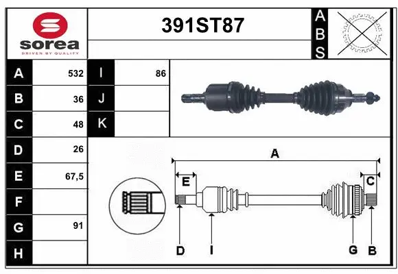 Arbre de transmission STARTCAR 391ST87