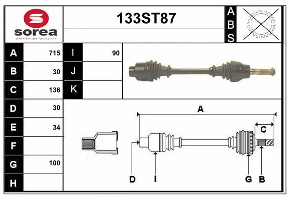 Arbre de transmission STARTCAR 133ST87