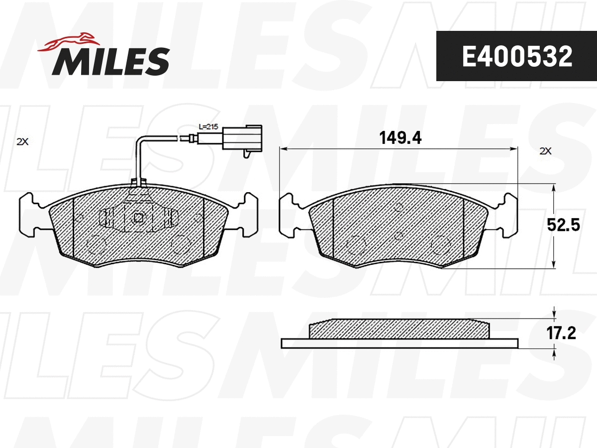 Kit de plaquettes de frein, frein à disque MILES E400532