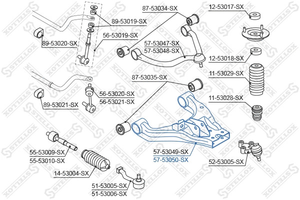 Bras de liaison, suspension de roue STELLOX 57-53050-SX