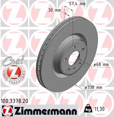 Disque de frein ZIMMERMANN 100.3378.20