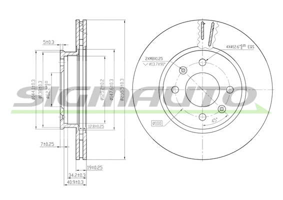 Disque de frein SIGMAUTO DBB636V