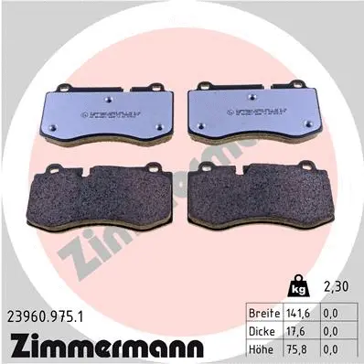 Kit de plaquettes de frein, frein à disque ZIMMERMANN 23960.975.1