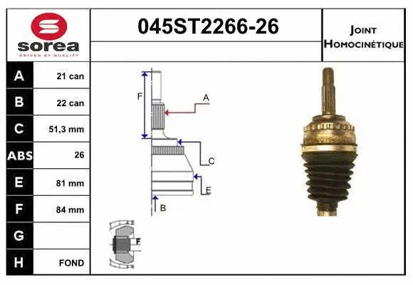 Jeu de joints, arbre de transmission STARTCAR 045ST2266-26