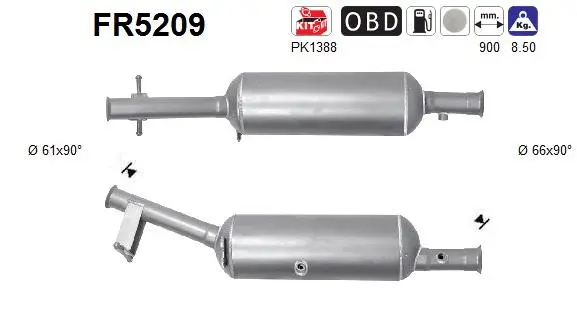 Filtre à particules / à suie, échappement AS FR5209