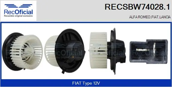Pulseur d'air habitacle RECOFICIAL RECSBW74028.1