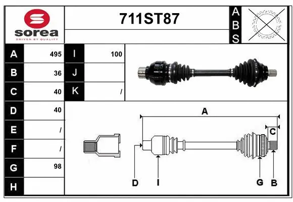 Arbre de transmission STARTCAR 711ST87