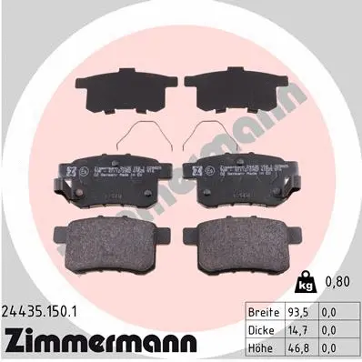 Kit de plaquettes de frein, frein à disque ZIMMERMANN 24435.150.1