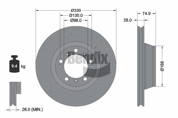 Disque de frein BENDIX Braking BDS2326RHC