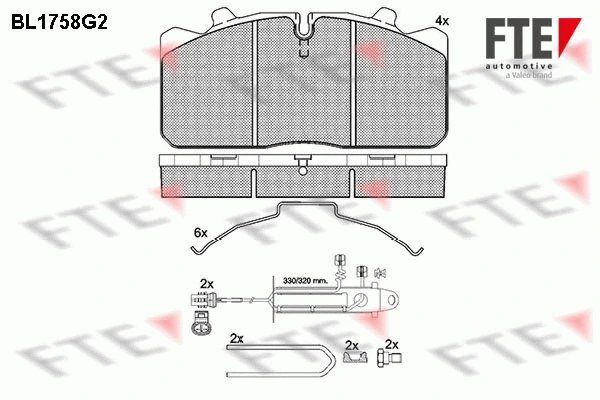 Kit de plaquettes de frein, frein à disque FTE 9500042