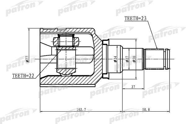 Jeu de joints, arbre de transmission PATRON PCV1439
