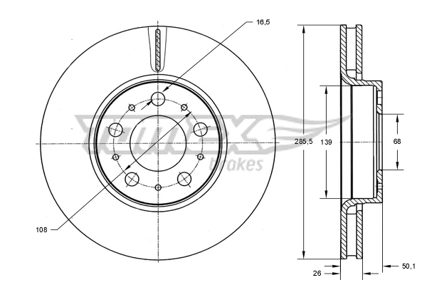 Disque de frein TOMEX Brakes TX 71-43