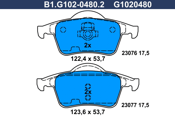 Kit de plaquettes de frein, frein à disque GALFER B1.G102-0480.2