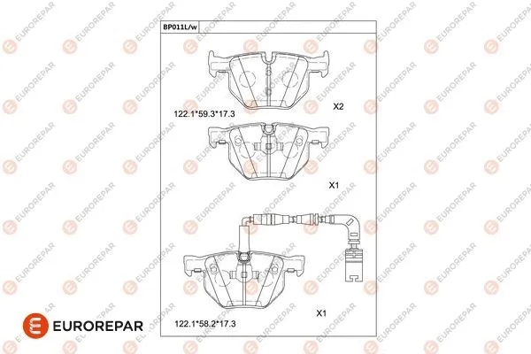 Kit de plaquettes de frein, frein à disque EUROREPAR 1681224280
