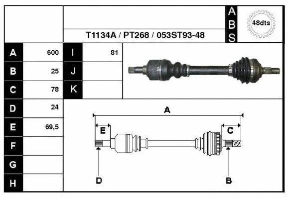 Arbre de transmission Technika 28053A