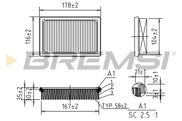 Filtre à air BREMSI FA0561