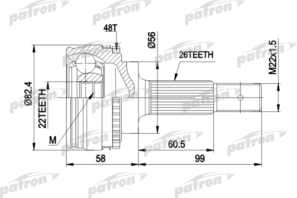 Jeu de joints, arbre de transmission PATRON PCV1484