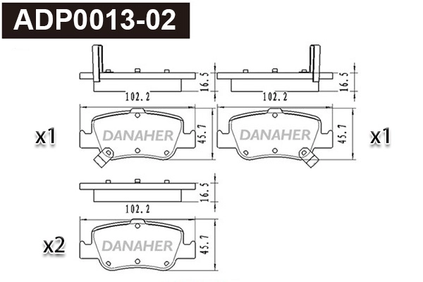 Kit de plaquettes de frein, frein à disque DANAHER ADP0013-02