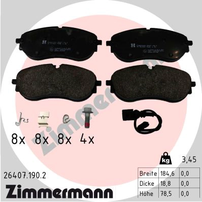Kit de plaquettes de frein, frein à disque ZIMMERMANN 26407.190.2