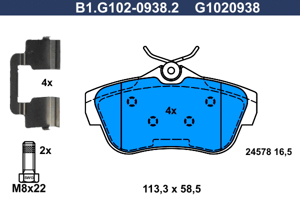 Kit de plaquettes de frein, frein à disque GALFER B1.G102-0938.2