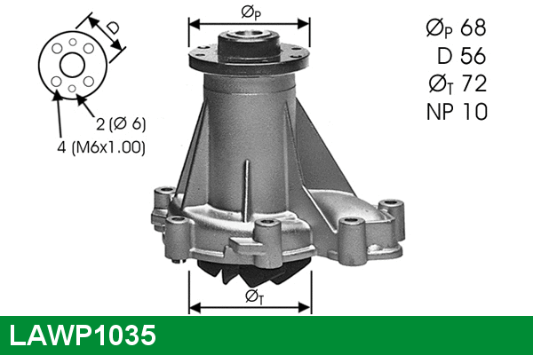 Pompe à eau, refroidissement du moteur LUCAS LAWP1035