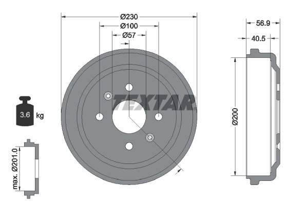 Tambour de frein TEXTAR 94032100