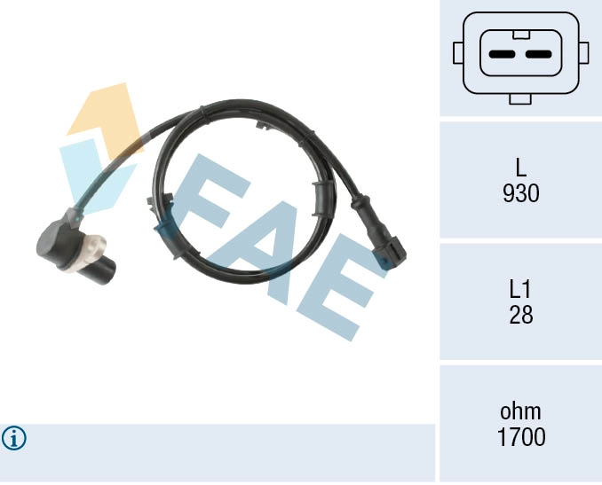 Capteur, vitesse de roue FAE 78579
