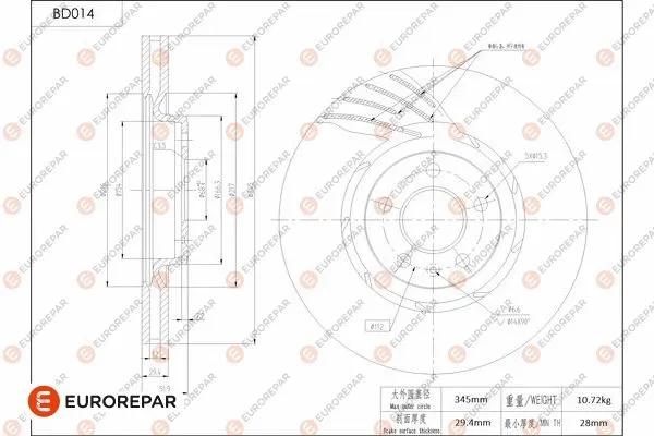 Disque de frein EUROREPAR 1684245680