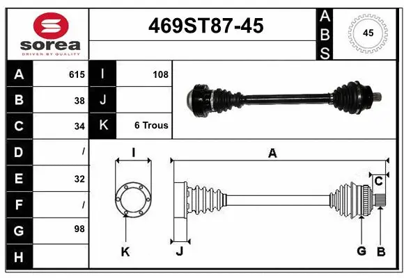 Arbre de transmission STARTCAR 469ST87-45