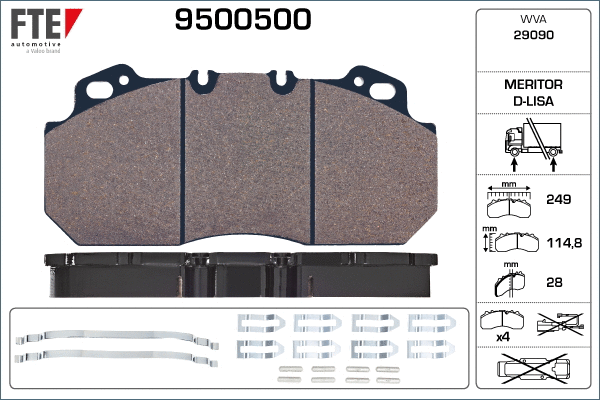 Kit de plaquettes de frein, frein à disque FTE 9500500